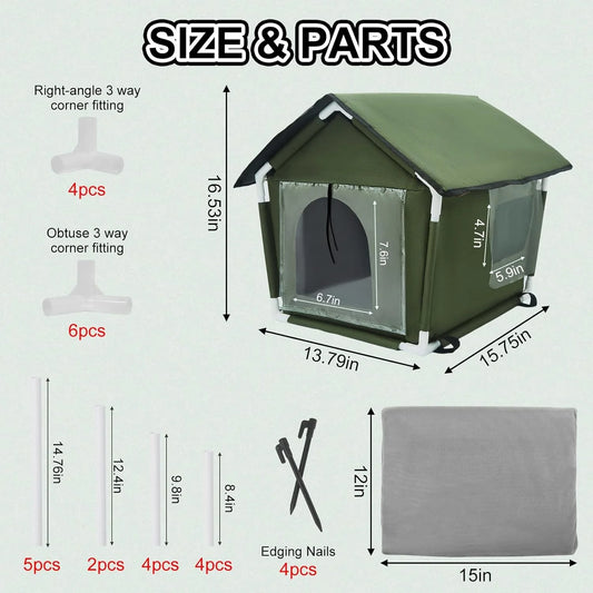 Outdoor Cat House Weatherproof, Cat House for Outdoor Cats, Feral Cat House with Mat and Edging Nails for Outside-Provides Cozy Shelter for Stray and Outdoor Cats