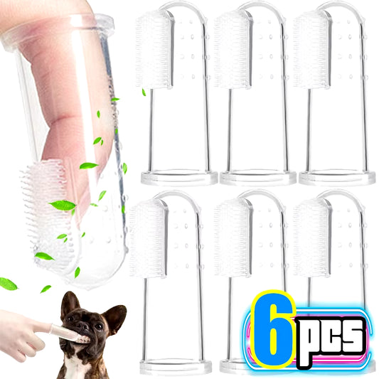 Silicone Soft Pet Finger Cuff Toothbrushes Dog Brush Bad Breath Tartar Teeth Care Tool Cat Cleaning Scrub Silicagel Pet Supplies