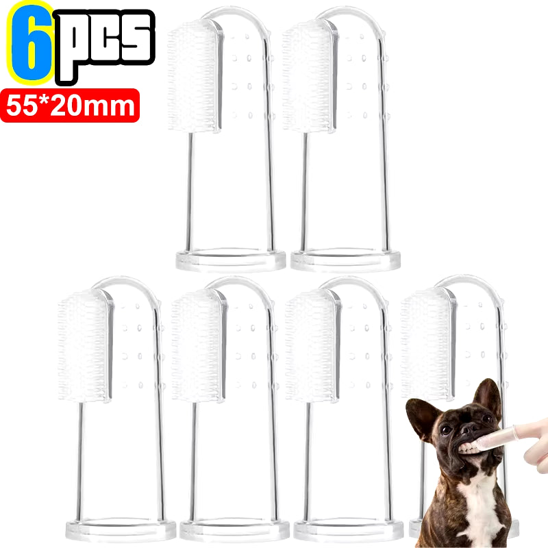 Silicone Soft Pet Finger Cuff Toothbrushes Dog Brush Bad Breath Tartar Teeth Care Tool Cat Cleaning Scrub Silicagel Pet Supplies