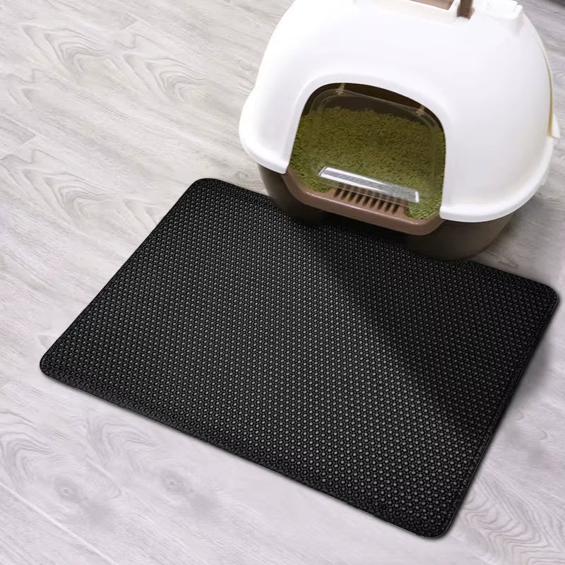 Waterproof Pet Cat Litter Mat,Honeycomb Double Layer Pet Litter Box Mat Non-Slip Sand Cat Pad Washable Bed Mat Easy Clean Pad