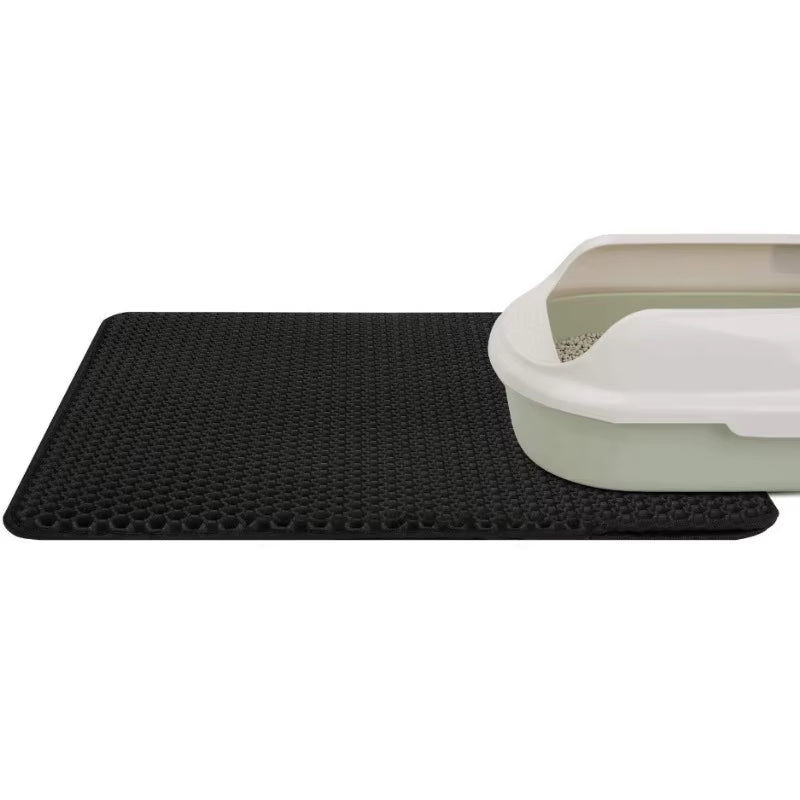Waterproof Pet Cat Litter Mat,Honeycomb Double Layer Pet Litter Box Mat Non-Slip Sand Cat Pad Washable Bed Mat Easy Clean Pad