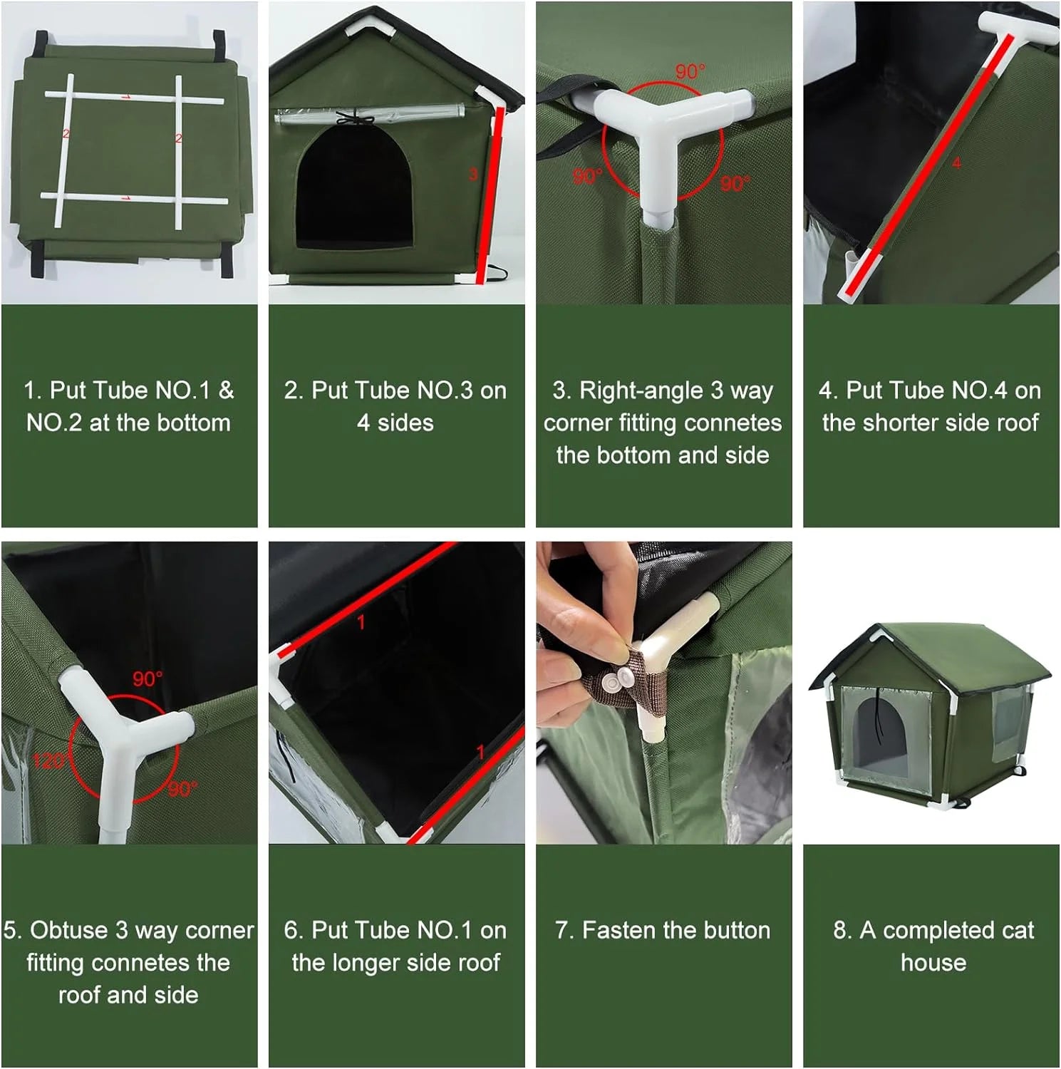 Outdoor Cat House Weatherproof, Cat House for Outdoor Cats, Feral Cat House with Mat and Edging Nails for Outside-Provides Cozy Shelter for Stray and Outdoor Cats